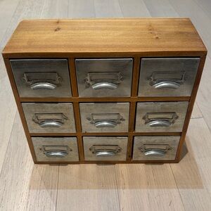 Wood and Metal Storage Organizer 9 Drawers